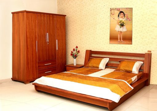 Giường ngủ kiểu Nhật có màu vân gỗ tự nhiên