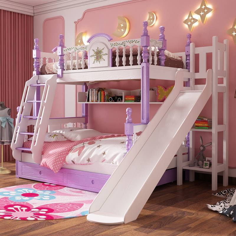 Mẫu giường tầng cho bé bằng gỗ tự nhiên sơn phủ