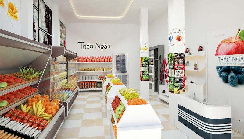 Thiết kế cửa hàng trái cây đơn giản