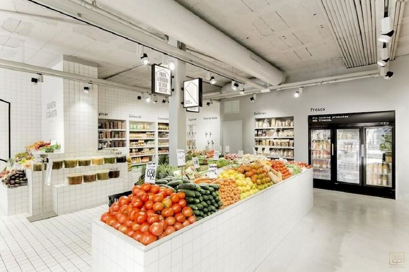 Thiết kế cửa hàng trái cây kết hợp thực phẩm sạch
