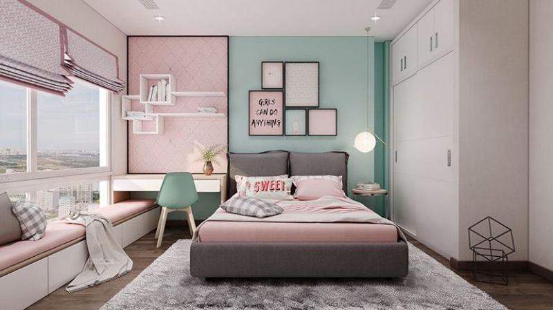 Phòng ngủ bé ân tượng với tông màu hồng
