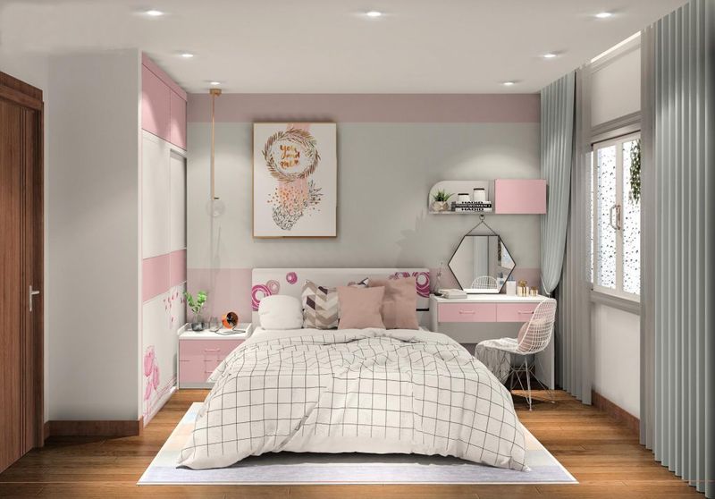 Phòng ngủ bé ân tượng với tông màu hồng