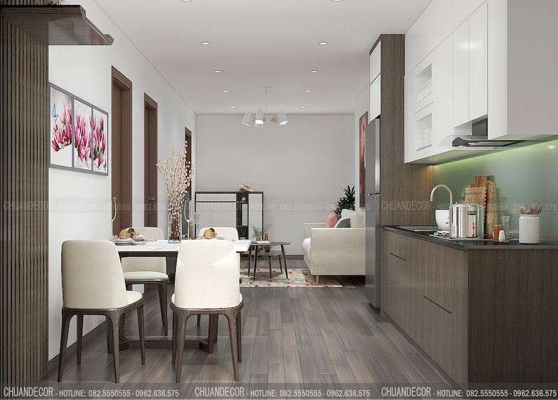 Mẫu thiết kế nội thất căn hộ chung cư Linh Đàm 54m2 - Không gian phòng bếp