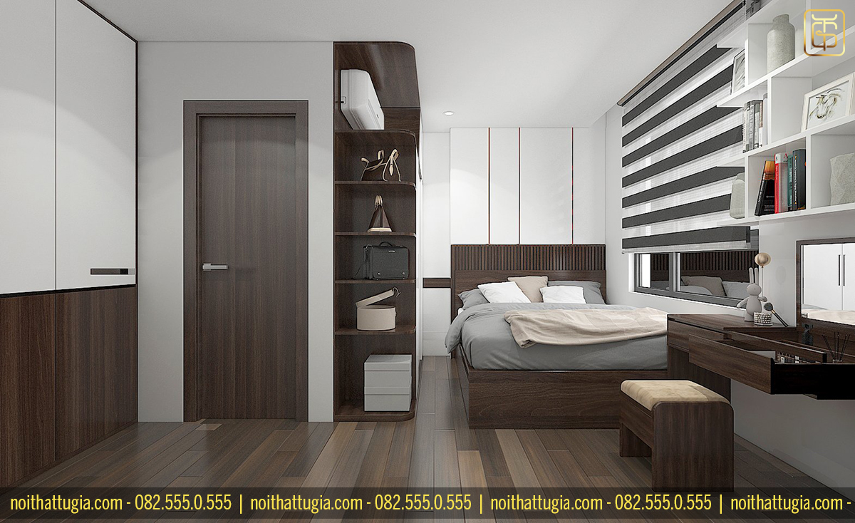 Phòng ngủ Master sử dụng gỗ công nghiệp vừa tiết kiệm chi phí vừa đảm bảo thẩm mỹ