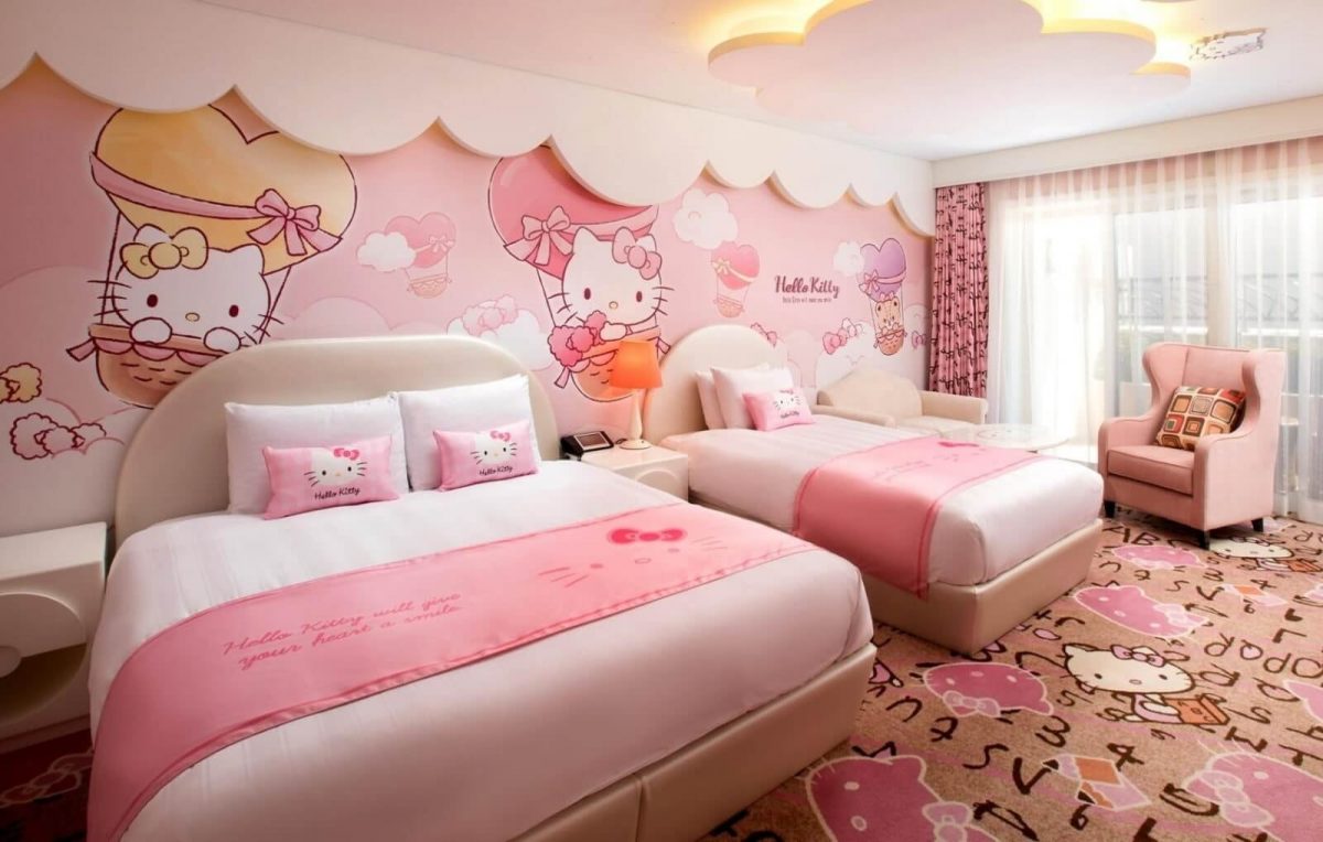 Mẫu phòng ngủ Hello Kitty màu hồng