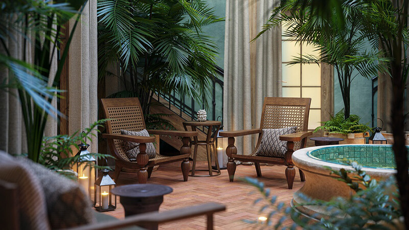 Thiết kế nội thất khách sạn theo phong cách không gian xanh