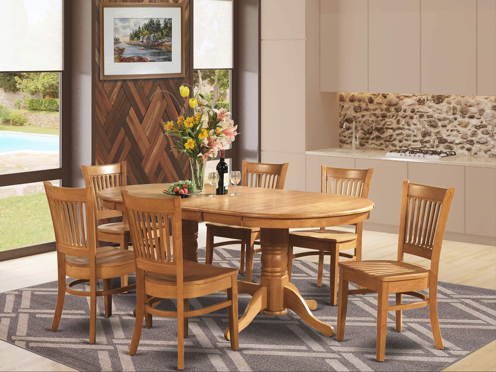 Mẫu bàn ăn 6 ghế được làm từ chất liệu gỗ sồi cao cấp