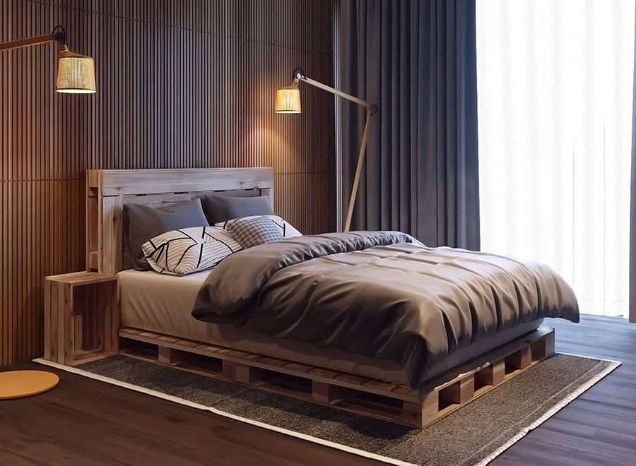 Giường ngủ phong thủy bằng gỗ pallet