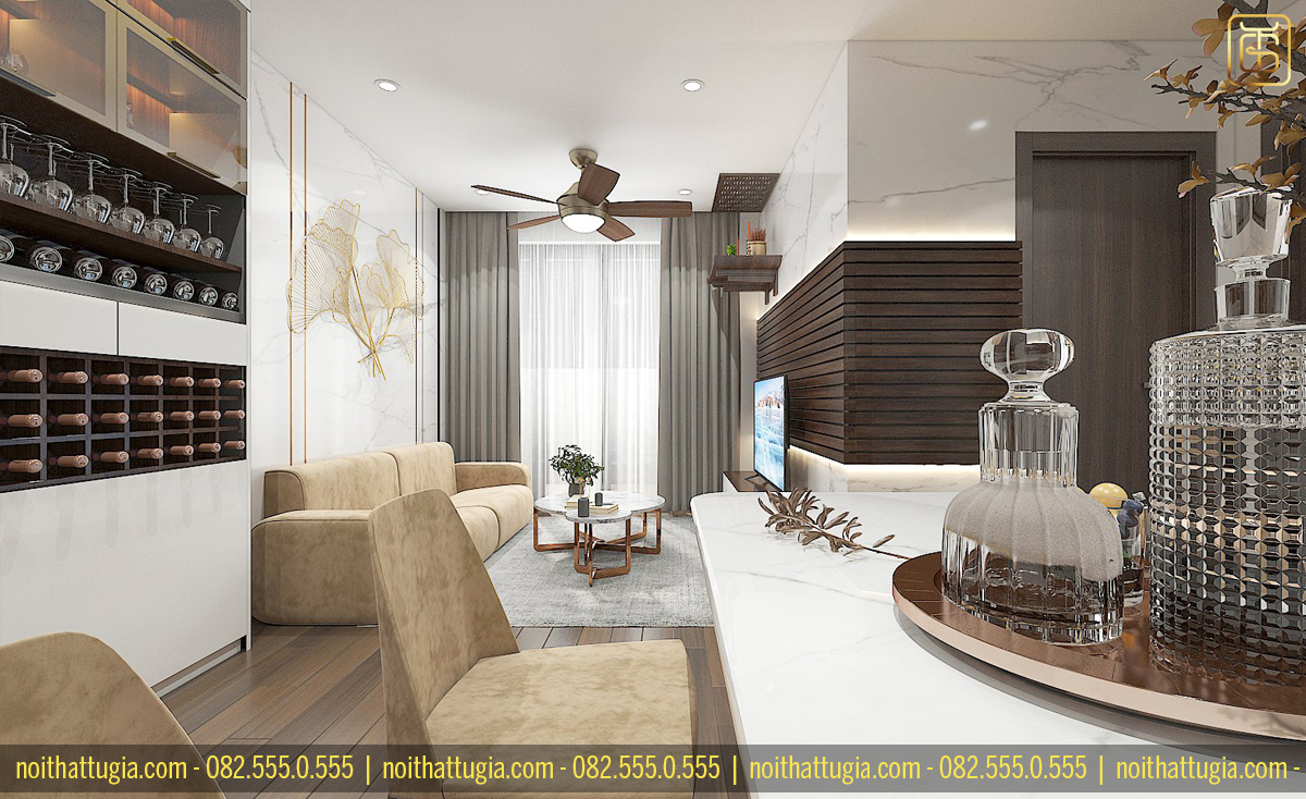 Đơn giản hóa màu sắc thiết kế nội thất chung cư theo phong cách tối giản