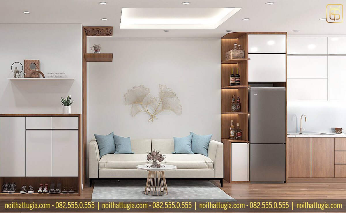 Phong cách thiết kế nội thất hiện đại, đẳng cấp dành cho căn hộ chung cư 2 ngủ 45m2