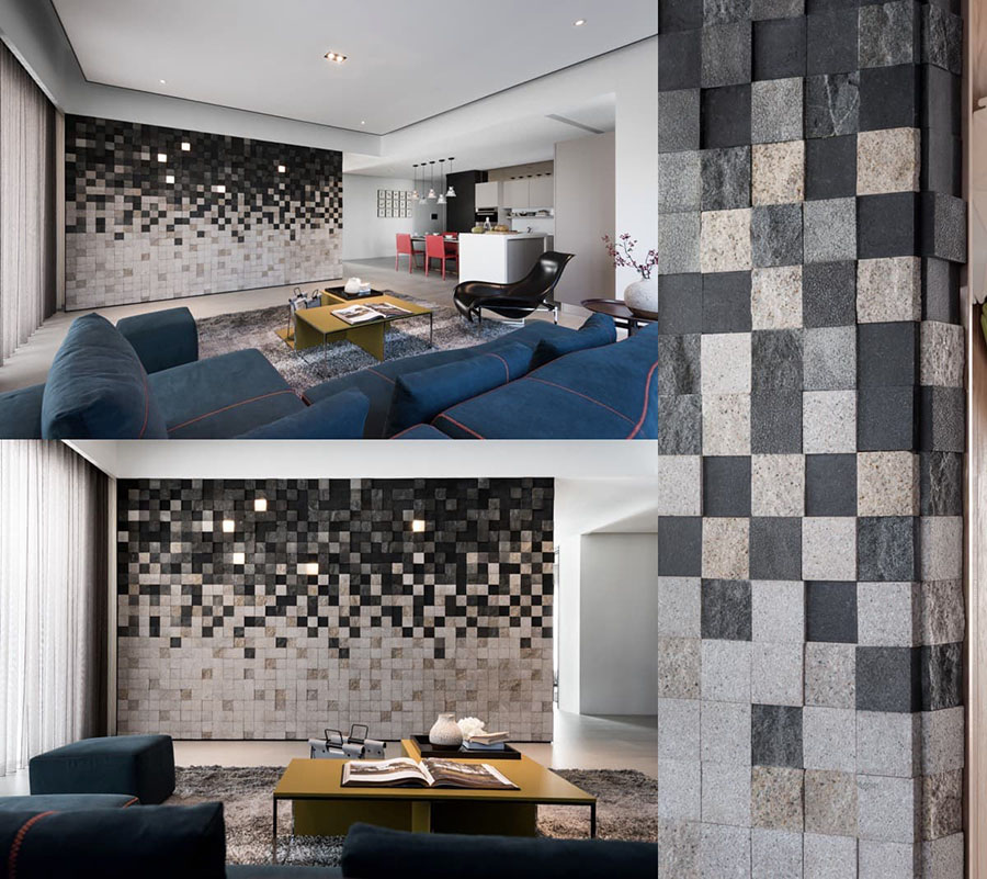 Gạch mosaic ốp tường phòng khách