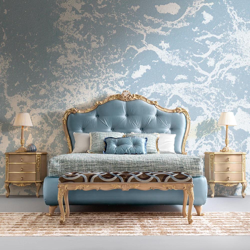 Thiết kế cổ điển châu Âu phòng ngủ đẹp cho nữ màu xanh