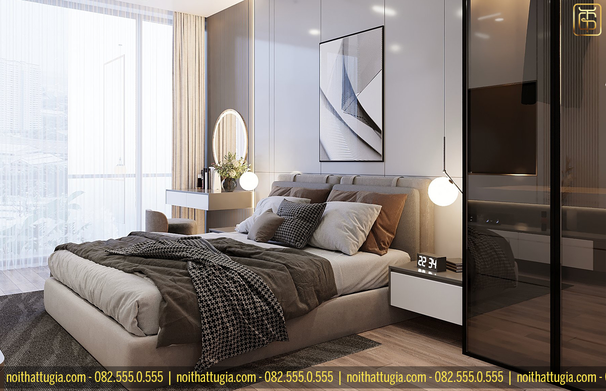 Thiết kế phòng ngủ có diện tích 17m2, đây là diện tích phù hợp với khá nhiều phong cách cách thiết kế khác nhau từ hiện đại đến cổ điển