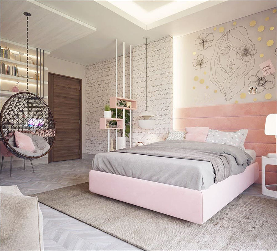 Trang trí phòng ngủ đơn giản bằng giấy dán tường