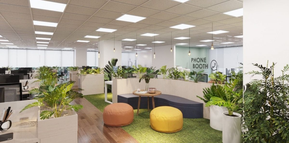 Thiết kế văn phòng nhỏ tận dụng không gian xanh