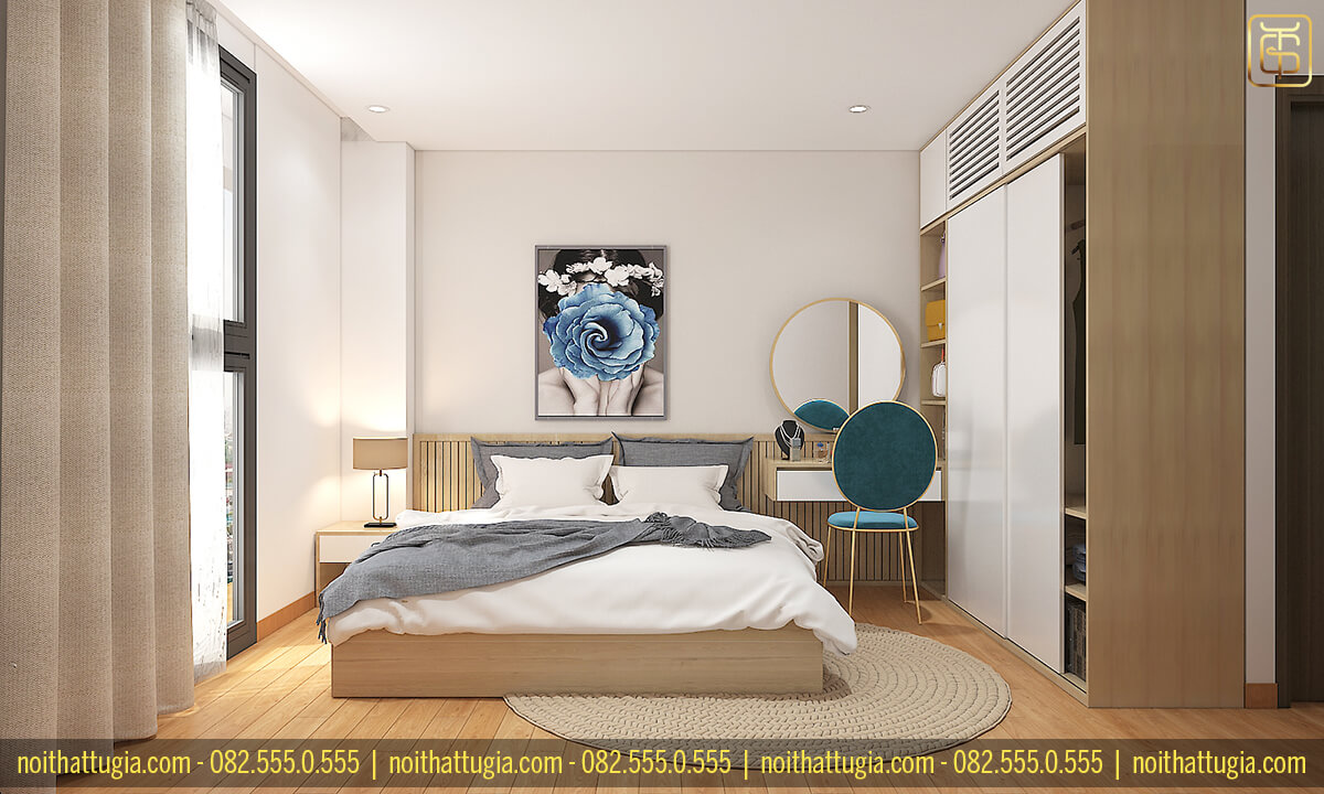 Thiết kế nội thất phòng ngủ master có diện tích nhỏ cho phòng ngủ chung cư