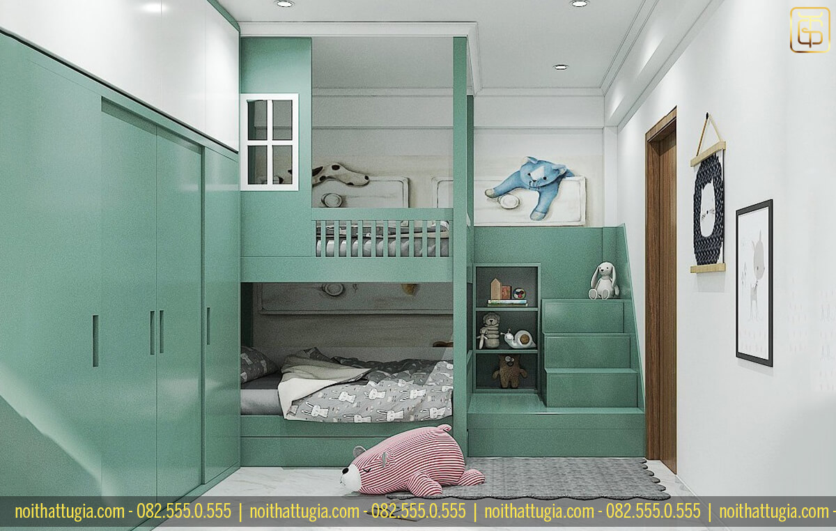 Phòng ngủ với tông màu tươi trẻ giúp tinh thần các bé thoải mái hơn