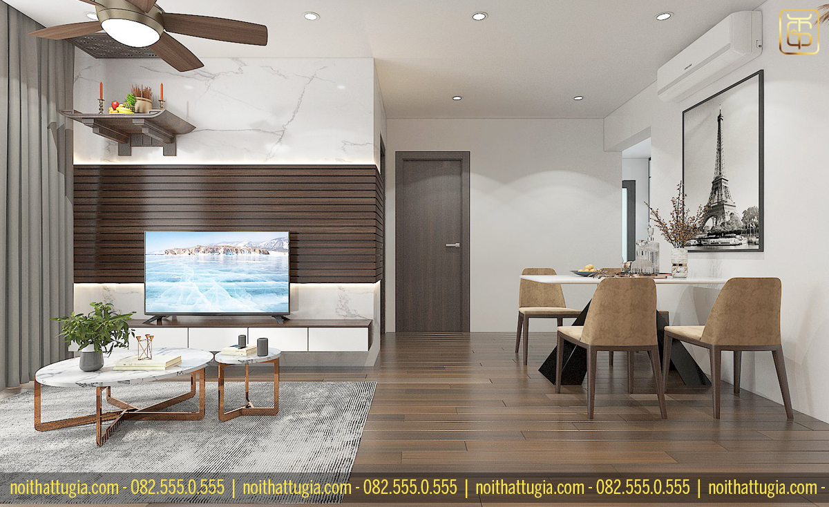 Thiết kế nội thất chung cư 60m2 cần xác định màu sắc và chất liệu phù hợp