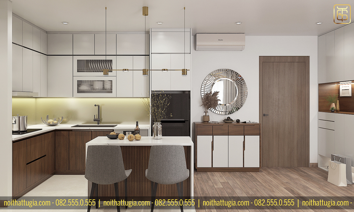 Thiết kế nội thất chung cư 70m2 cần tạo điểm nhấn cho phòng khách nổi bật và ấn tượng hơn, tránh sự đơn điệu