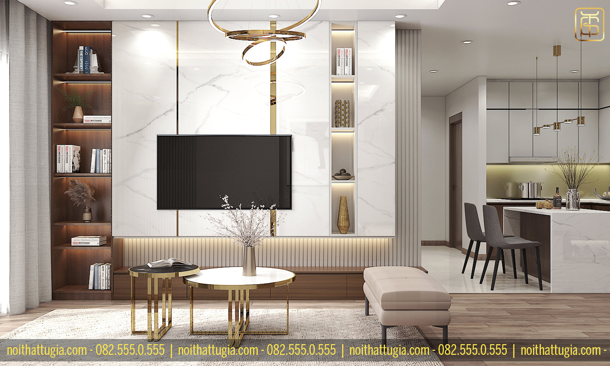 Thiết kế nội thất chung cư 70m2 với ánh sáng và màu sắc phối hợp hài hòa, ăn ý với nhau tạo nên 1 tổng thể không gian sang trọng