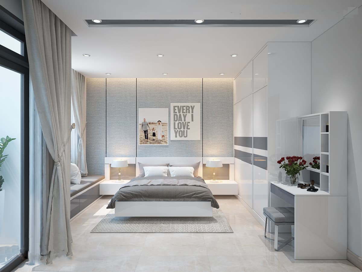 Thiết kế phòng ngủ chung cư hiện đại đơn giản