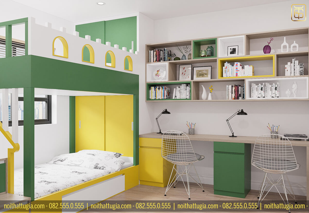Thiết kế phòng ngủ cho bé với sự kết hợp độc đáo về màu sắc