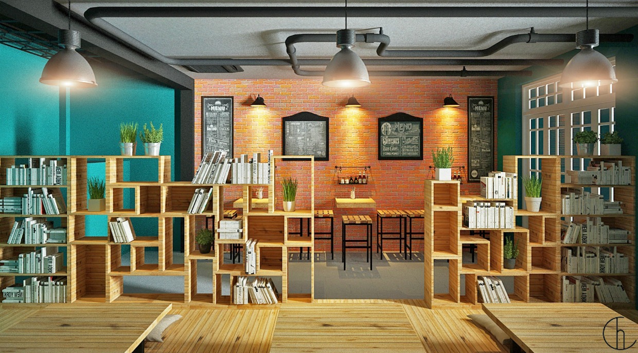 Thiết kế quán cafe sách, xu hướng được nhiều bạn trẻ yêu thích