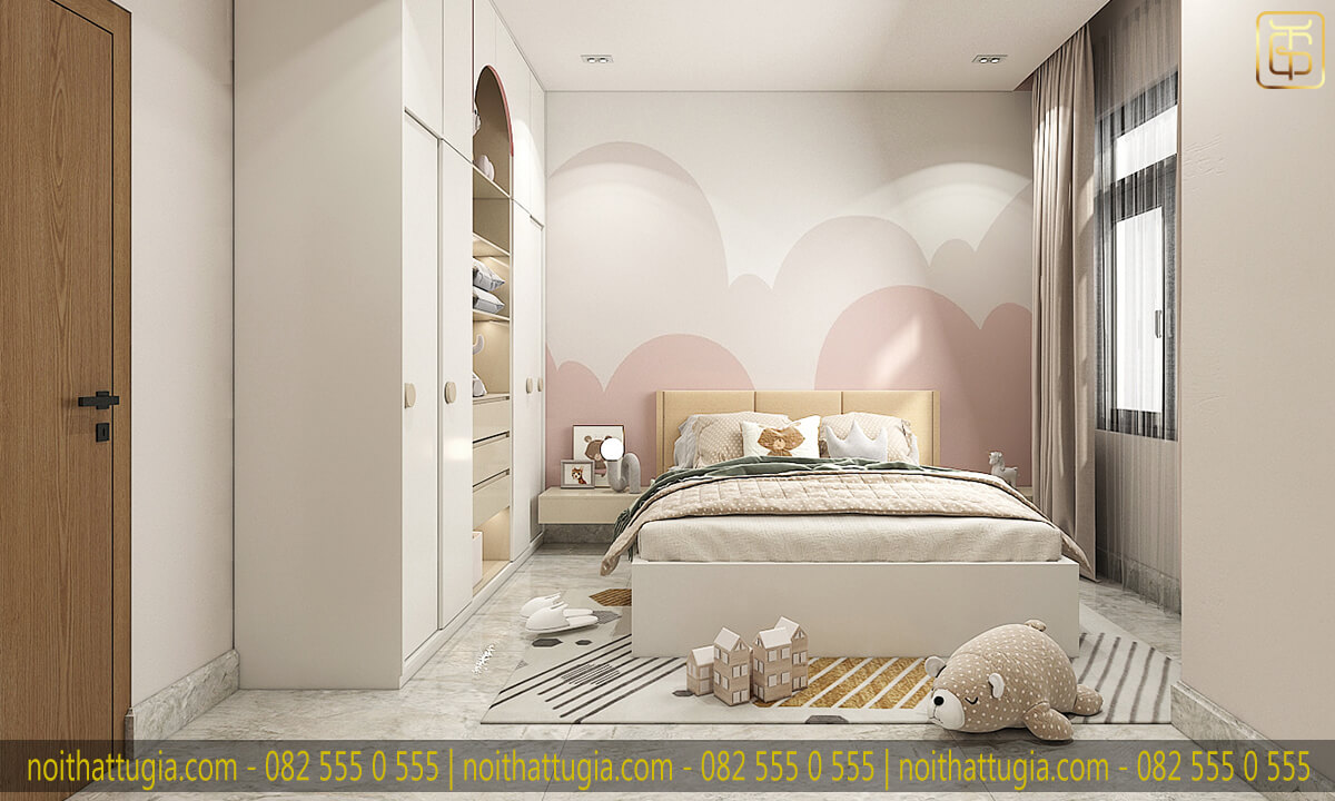 Thiết kế phòng ngủ của bé với tone màu hồng ngọt ngào