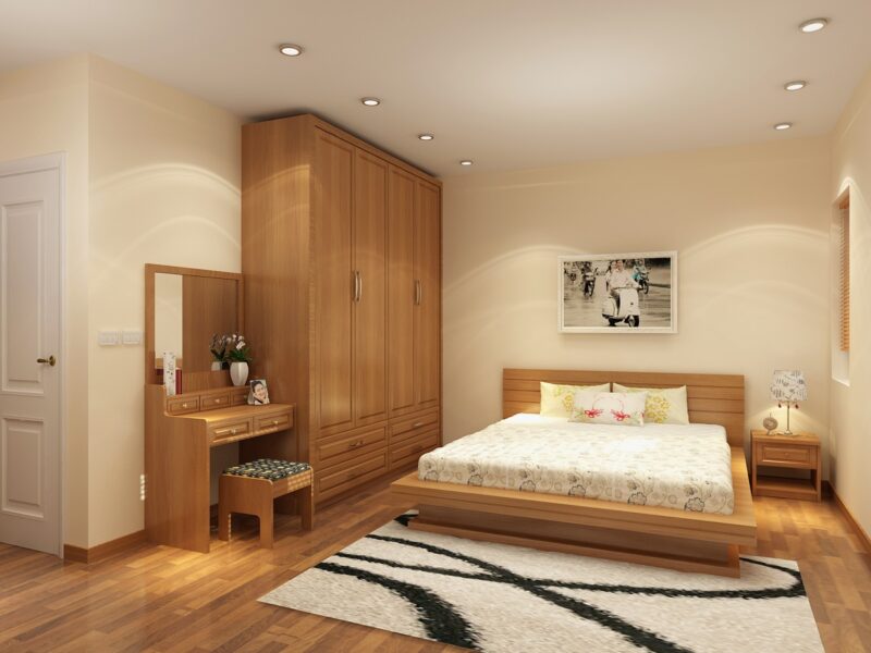 giường bằng gỗ Pơ mu