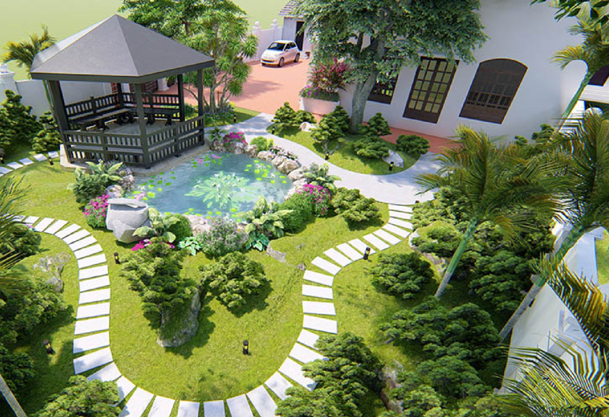 Mẫu thiết kế biệt thự nhà vườn đẹp với không gian rộng rãi, thoải mái 