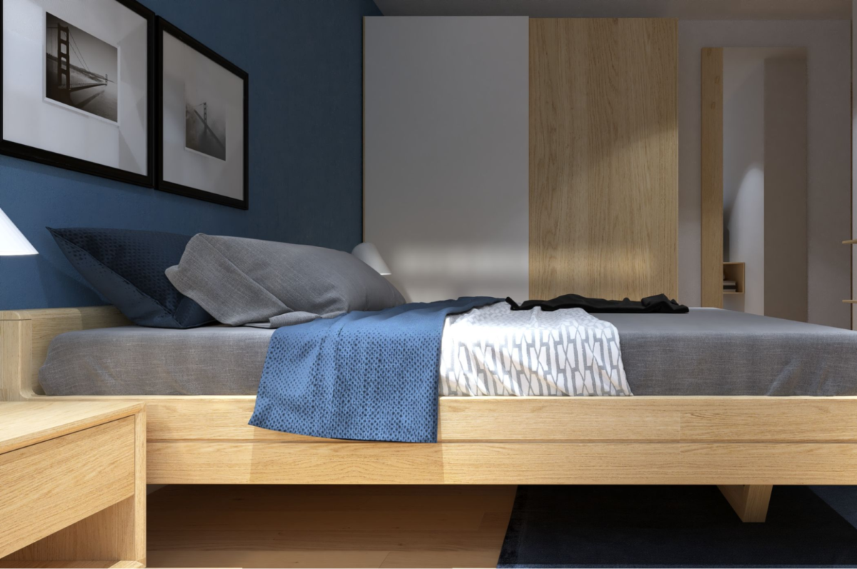 Mẫu giường ngủ gỗ sồi tạo nên không gian hiện đại, kiểu mới cho căn phòng