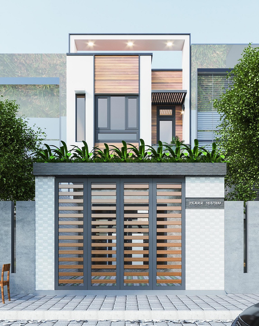 Mẫu thiết kế nhà phố 2 tầng mái xéo MS06 - Công ty An Bảo Khang