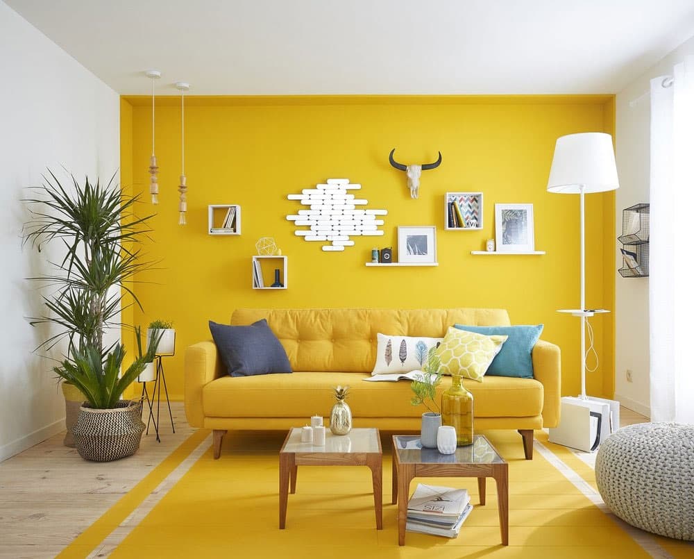 Cách phối màu sơn nhà đẹp hiện đại tone vàng - trắng