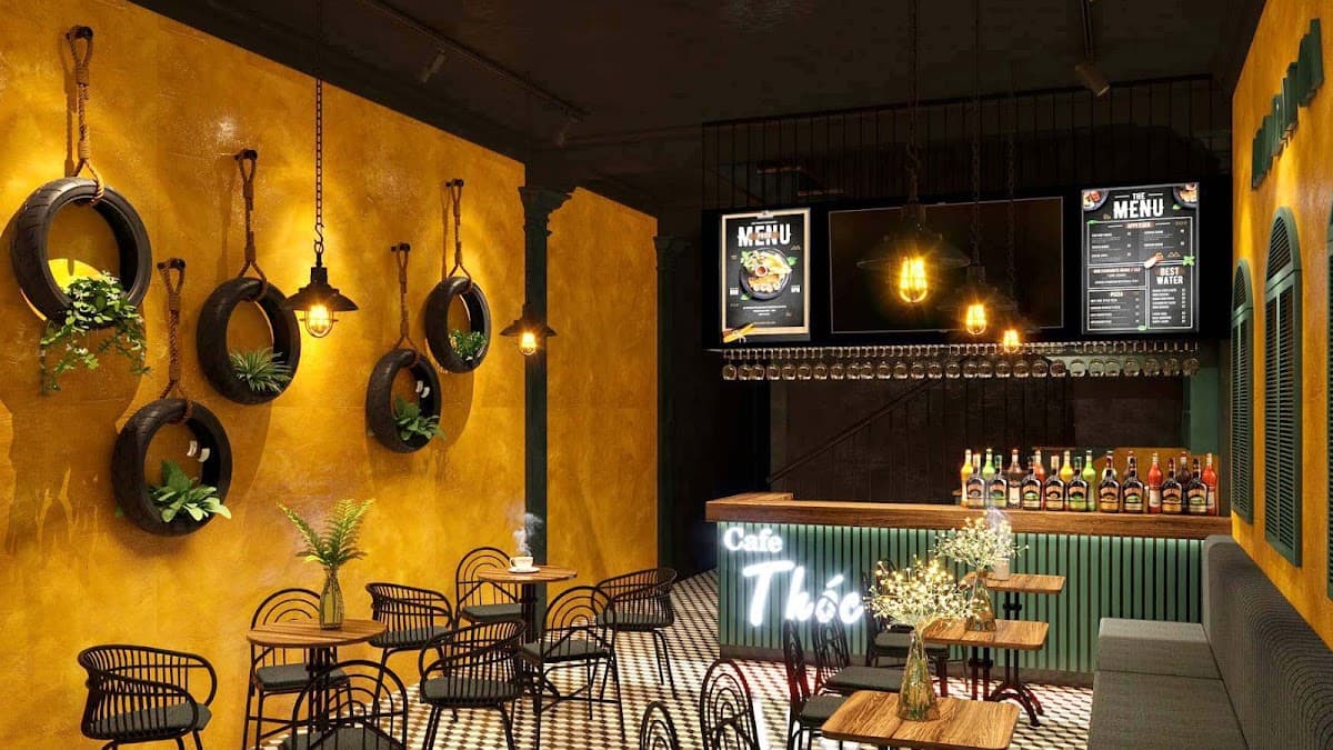 Thiết kế nhà hàng phong cách vintage với những chất liệu như gỗ, vải mềm và đèn lồng 