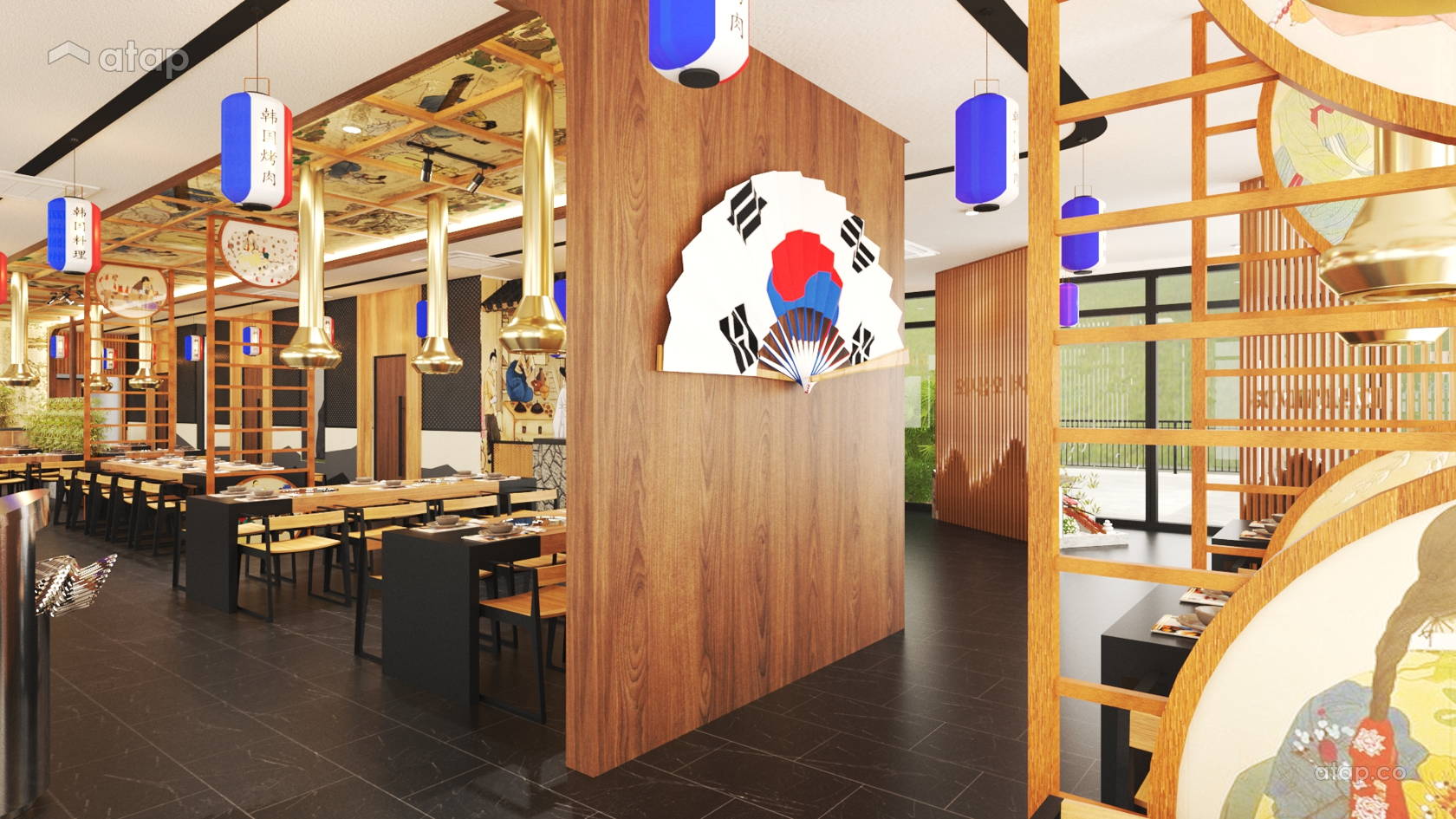 Thiết kế mẫu nhà hàng Hàn Quốc buffet