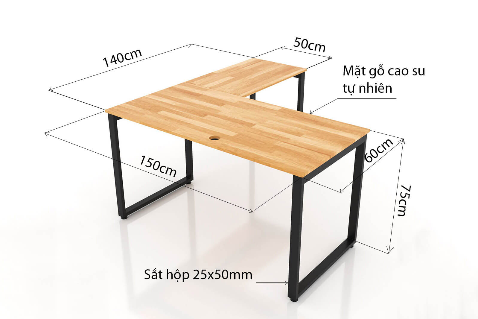 Kích thước bàn làm việc cân đối với diện tích phòng