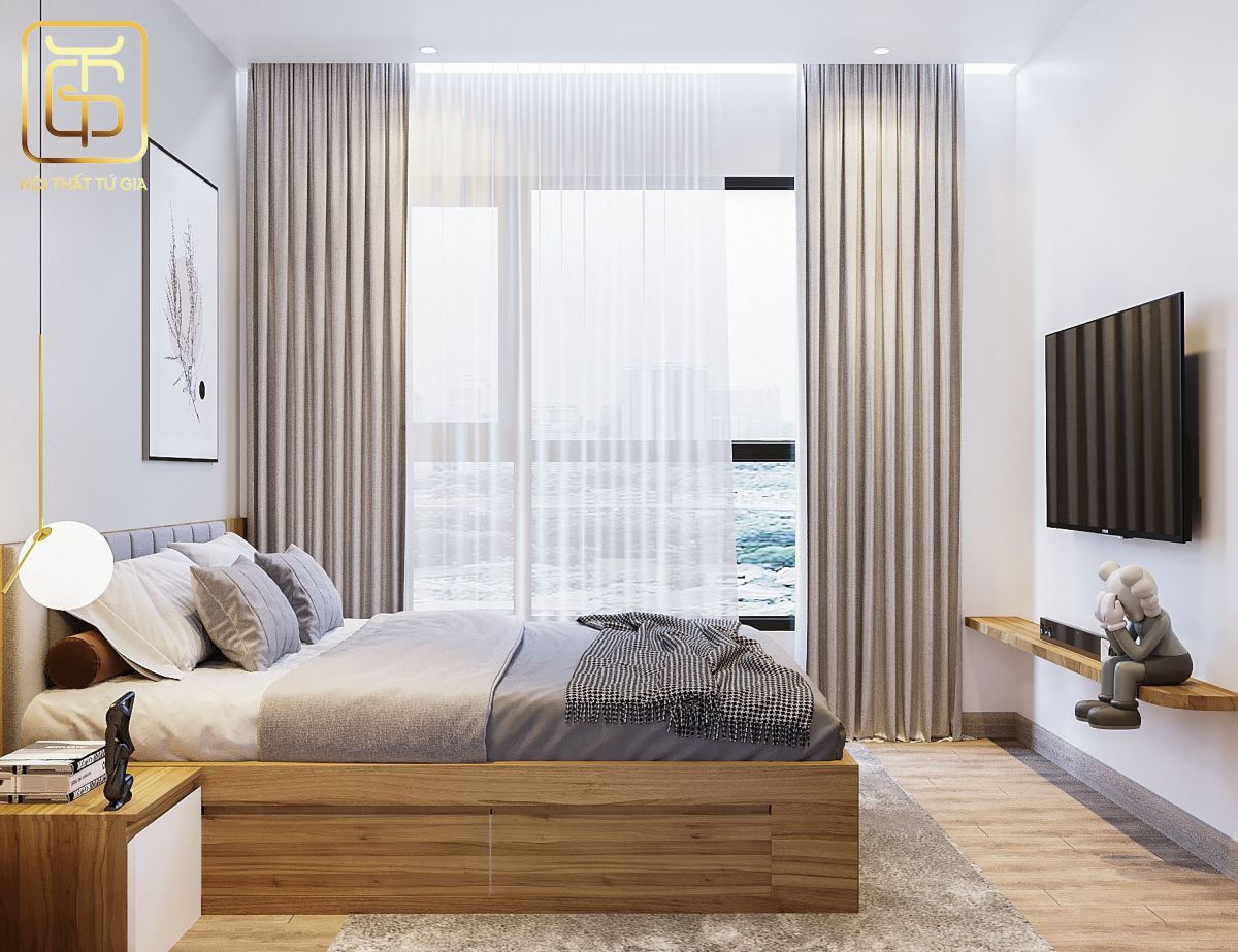 Phòng ngủ sử dụng nội thất gỗ công nghiệp hiện đại