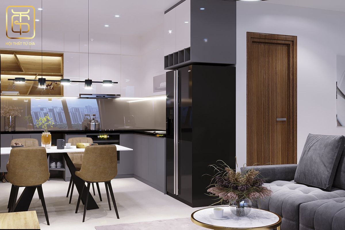 Thiết kế nội thất phòng cách liền bếp giúp tăng sự gắn kết giữa các thành viên trong gia đình