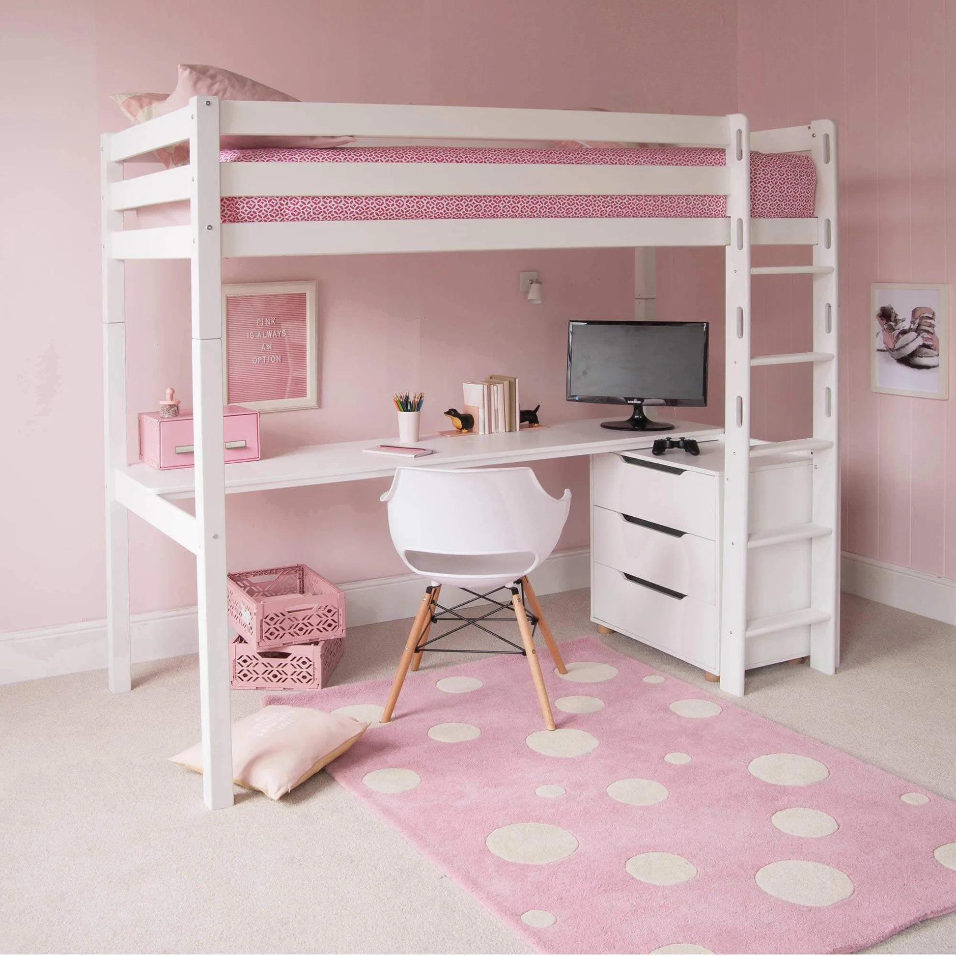 Lưu ý chọn bàn học cho phòng ngủ con gái màu hồng