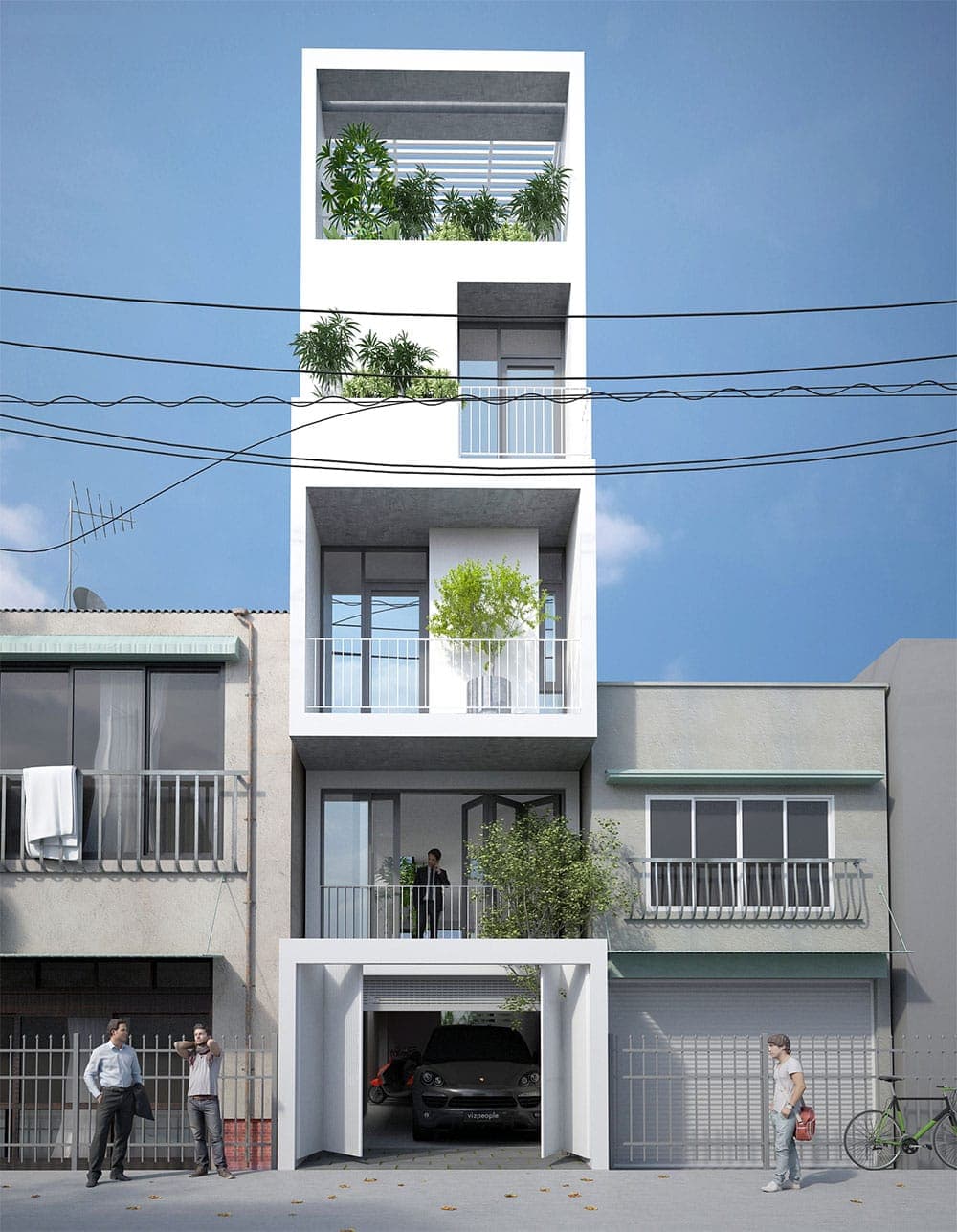 Những ưu điểm của thiết kế nhà phố 5 tầng 5x20m có sân trước