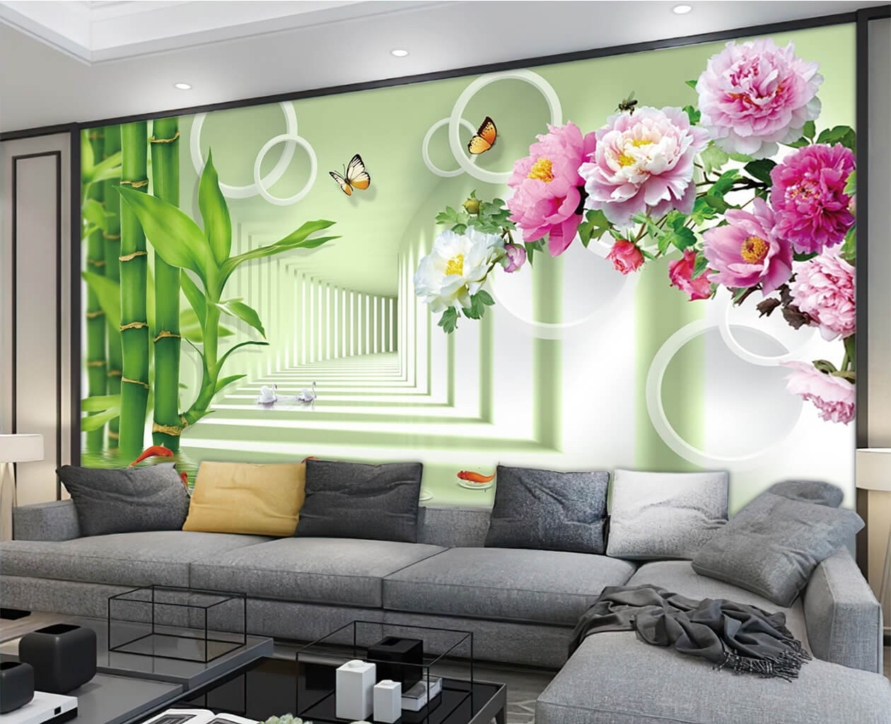 Tranh 3D phòng khách giúp cho không gian căn phòng nhà bạn trở nên sống động hơn