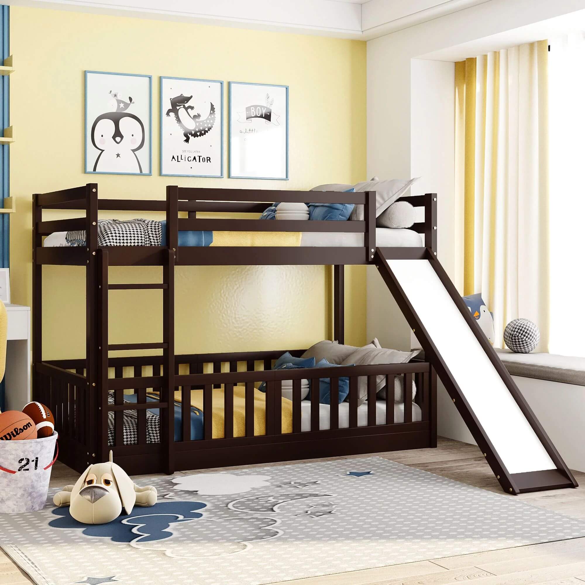 Bố trí phòng ngủ cho bé trai với giường tầng tiết kiệm diện tích