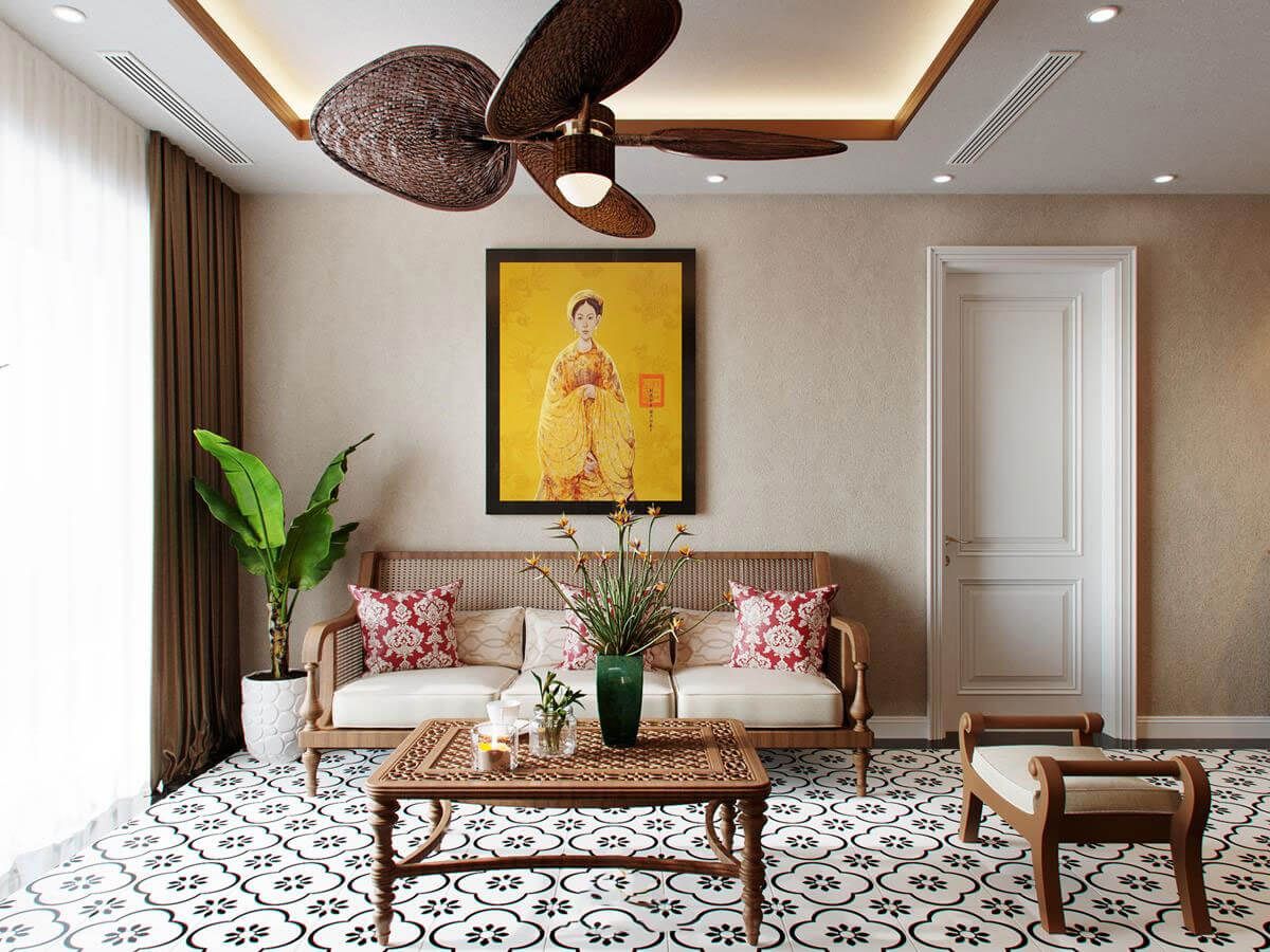 Thiết kế nội thất căn hộ chung cư phong cách Indochine