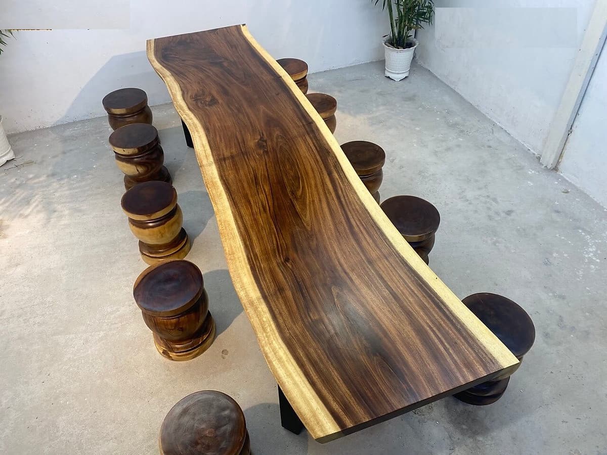 Giới thiệu mẫu bàn ăn dài 3m bằng gỗ me tây