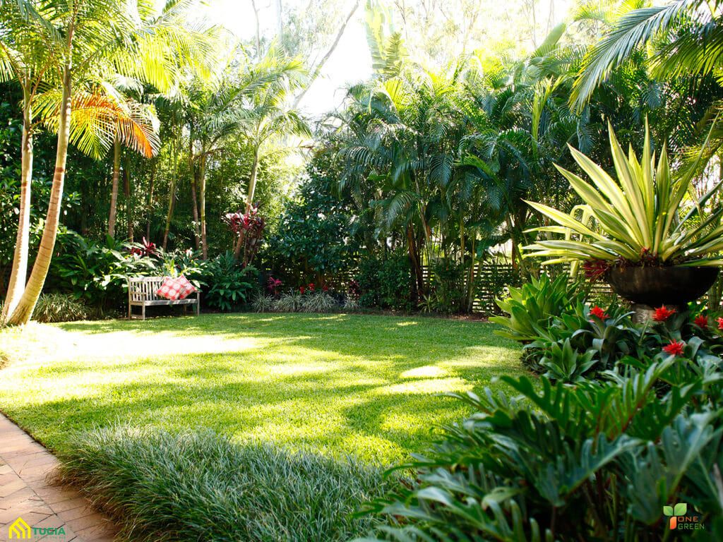 Mẫu sân vườn đẹp theo phong cách Tropical gần gũi với thiên nhiên
