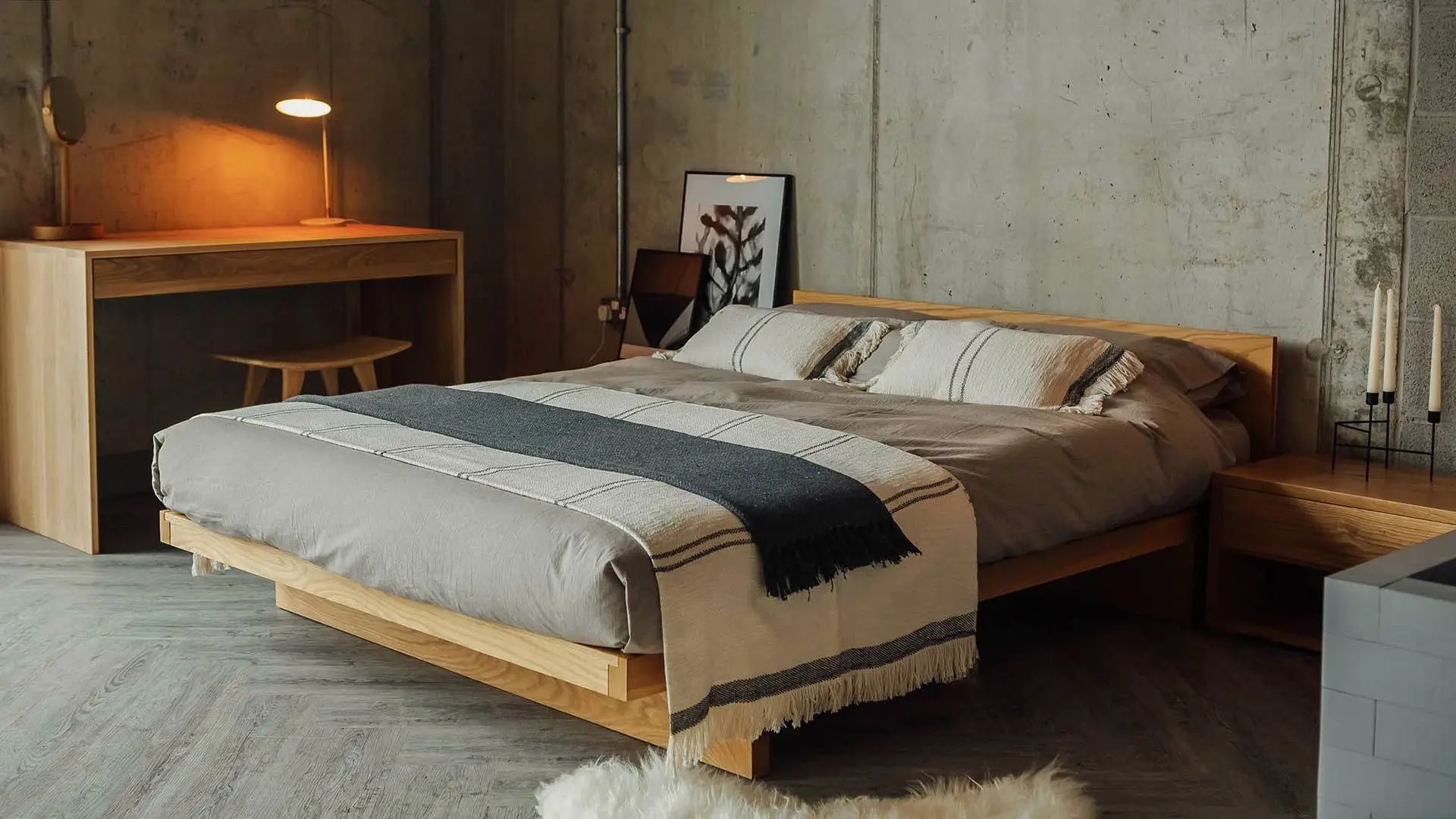 Thi công giường ngủ gỗ Sồi theo phong cách Nhật Bản