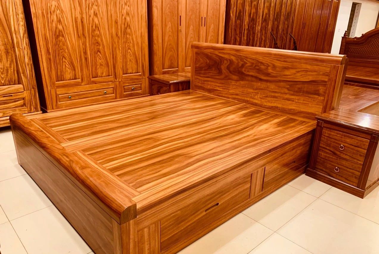 Thiết kế giường phản gỗ tự nhiên sang trọng