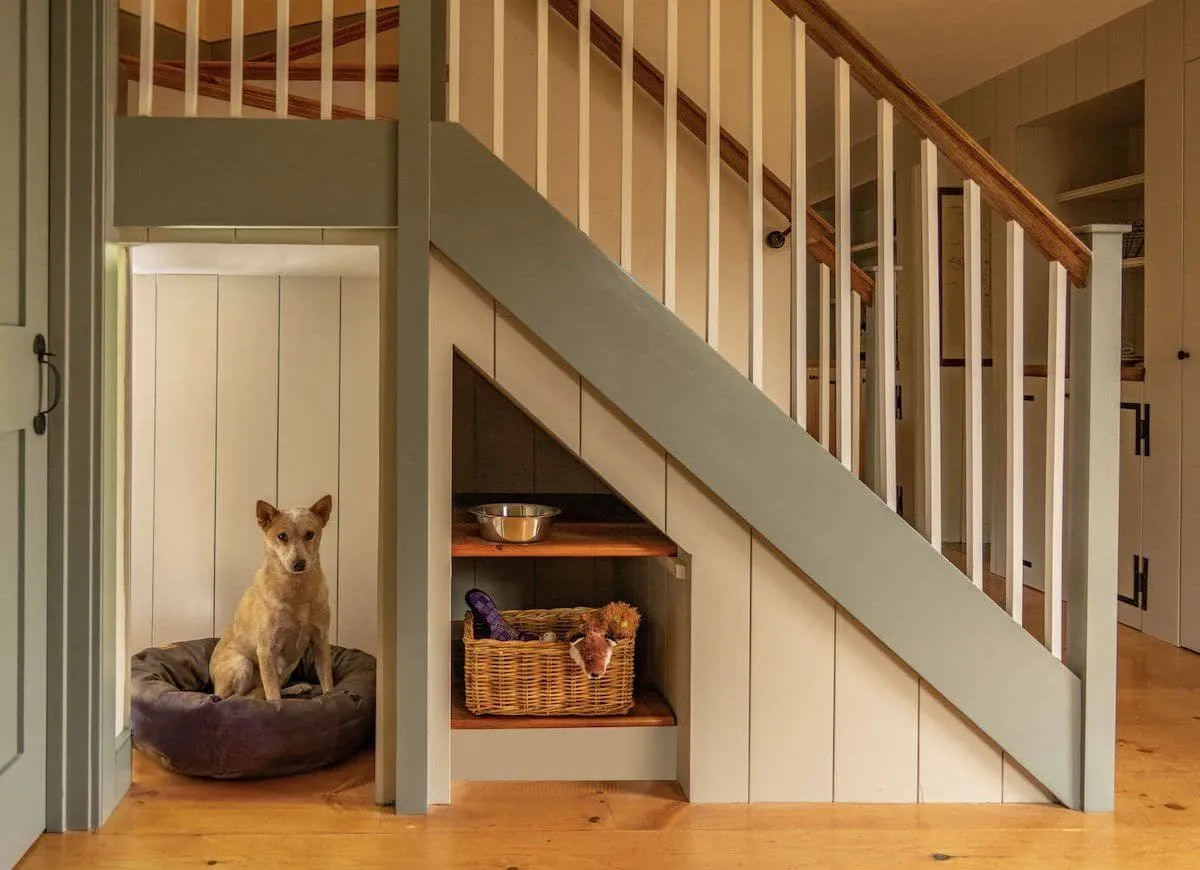 Tủ gầm cầu thang nhà ống để đựng đồ và làm “ổ” cho thú cưng