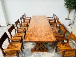 Mẫu bàn ăn gỗ tự nhiên cho biệt thự Villa 280x90x7cm