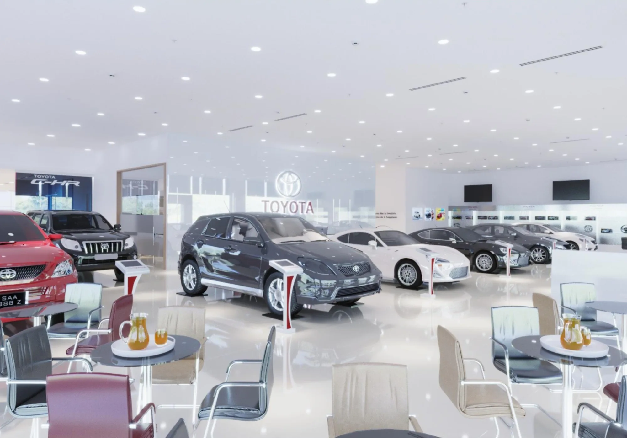Phong cách thiết kế hiện đại tạo nên sự sang trọng cho showroom ô tô 